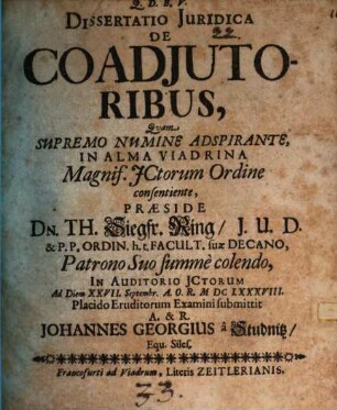 Dissertatio Juridica De Coadiutoribus
