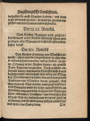 Der XV. Artickel