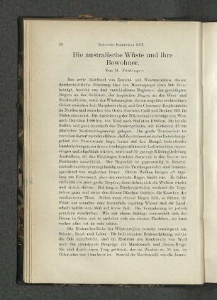 Die australische Wüste und ihre Bewohner.