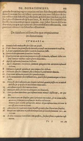 De substantialibus, seu quae requirantur in donatione.