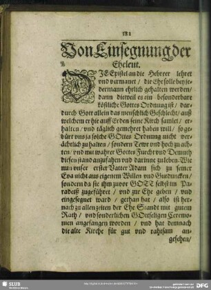 Von Einsegnung der Eheleut