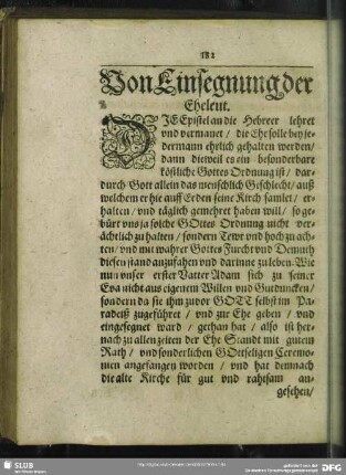 Von Einsegnung der Eheleut