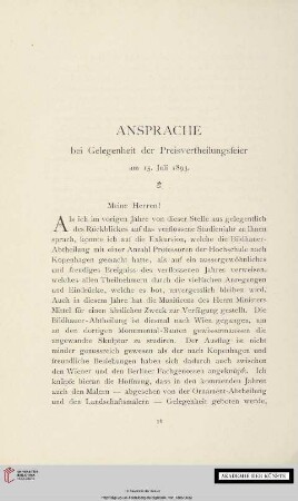 Ansprache bei Gelegenheit der Preisvertheilungsfeier am 15. Juli 1893