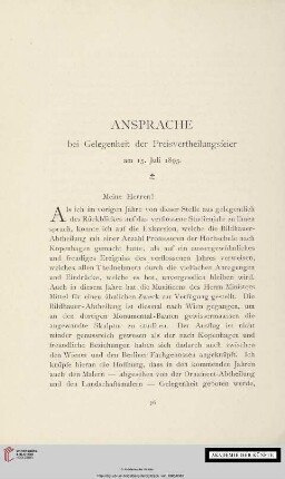 Ansprache bei Gelegenheit der Preisvertheilungsfeier am 15. Juli 1893