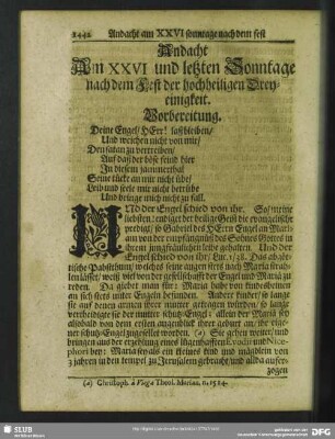 Andacht Am XXVI Sonntage nach dem fest der hochheiligen Dreyeinigkeit