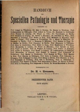 Handbuch der speciellen Pathologie und Therapie, 13,1