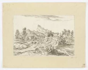 Landschaft mit drei Wäscherinnen, aus: "Opera selectiora quae Titianus Vecellius Cadubriensis et Paulus Calliari Veronensis inventarunt et pinxerunt"