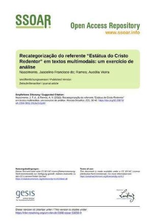 Recategorização do referente “Estátua do Cristo Redentor” em textos multimodais: um exercício de análise