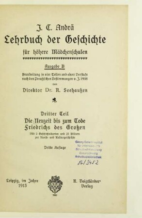 Teil 3: Die Neuzeit bis zum Tode Friedrichs des Großen