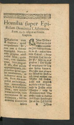 Homilia Super Epistolam Dominica I. Adventus - IV. Adventus.