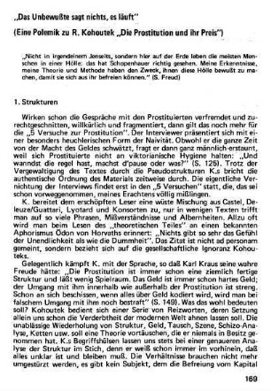 169-174, "Das Unbewußte sagt nichts, es läuft". Eine Polemik