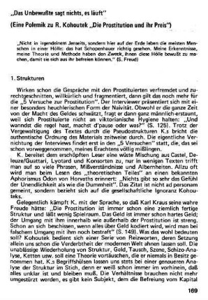 169-174, "Das Unbewußte sagt nichts, es läuft". Eine Polemik
