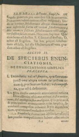 Sectio II. De Speciebus Enunciationis.