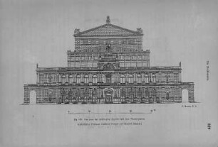 Dresden, Semperoper, Aufriss der Fassade zum Theaterplatz
