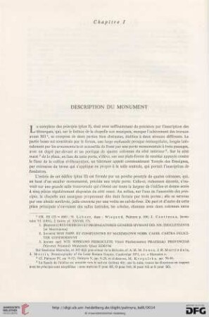 Chapitre I: Description du monument