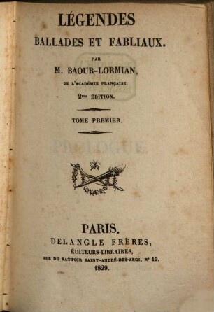 Légendes ballades et fabliaux. 1