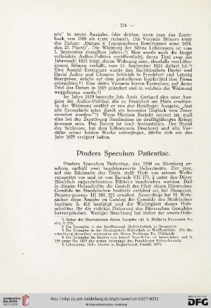 Pinders Speculum Patientiae