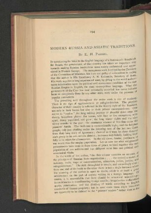 Modern Russia and Asiatic Traditions.
