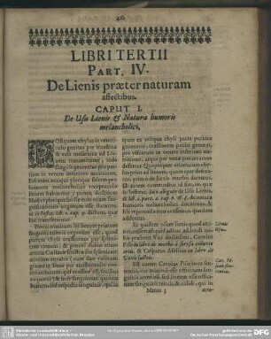 Part. IV. De Lienis praeter naturam affectibus
