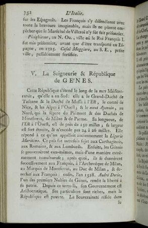 V. La Seigneurie & République de Génes.