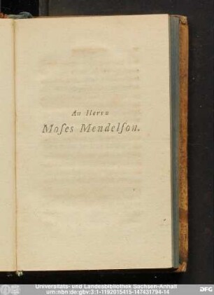 An Herrn Moses Mendelson.
