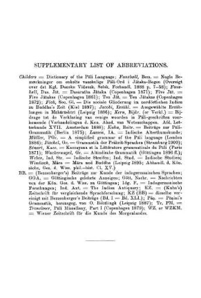 Supplementary List Of Abbreviations