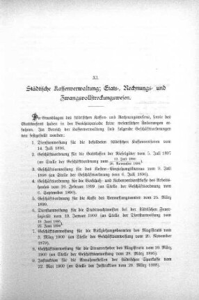 XI. Städtische Kassenverwaltung