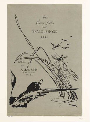 Fliegende Enten und Schilf, Titelblatt der Folge "Sechs Radierungen von Bracquemond"