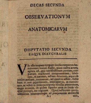 Dissertatione inaug. decas ... observationum anatomicarum, 2
