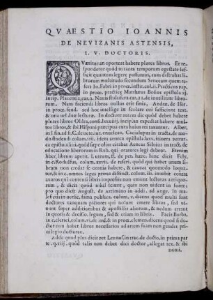Qvaestio Ioannis de nevizanis astensis, I. V. Doctoris
