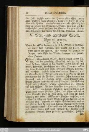 V. Noth- und Sterbens-Gebete.