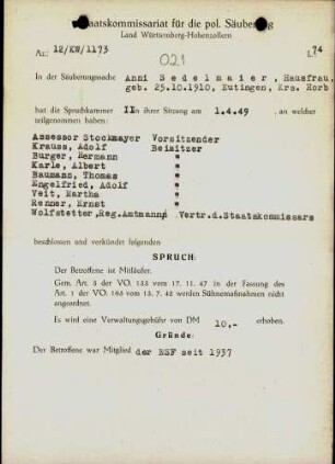 Sedelmaier, Anni