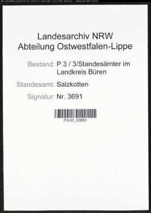 Heiratsregister Standesamt Salzkotten