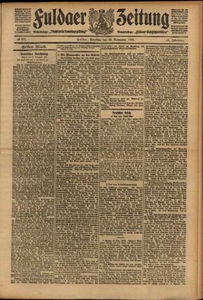 Erste Ausgabe vom Samstag, den 28. November 1908.