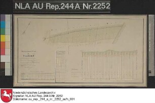 Profil des Brandschlottes zwischen dem fiskalischen Moor und den neuen Grundausweisungen in PLAGGENBURG Kolorierte Zeichnung von F. W. Sprengell Papier auf Leinen Format 44,5x24,0 M 1:100/1:6.000