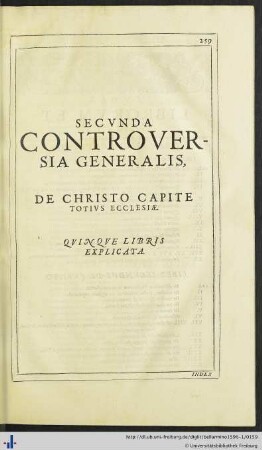 Secunda Controversia Generalis.