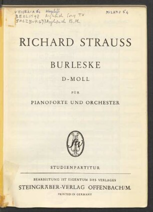 Burleske : d-Moll : für Pianoforte und Orchester