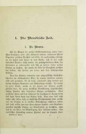 I. Die Wendische Zeit