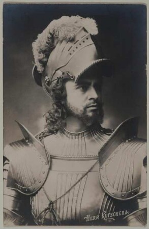 Rollenporträt Victor Kutschera. Fotografie (Weltpostkarte mit gedrucktem Namenszug). Wien, um 1895