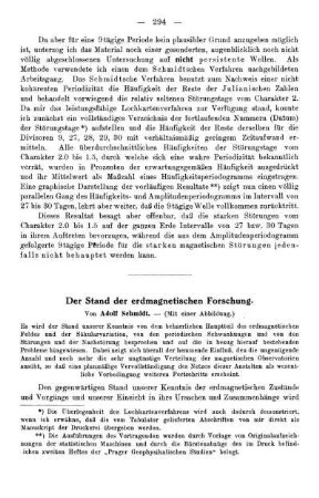 Der Stand der erdmagnetischen Forschung