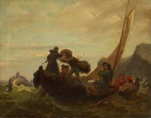 Preller mit Malerfreunden beim Fischfang in Norwegen
