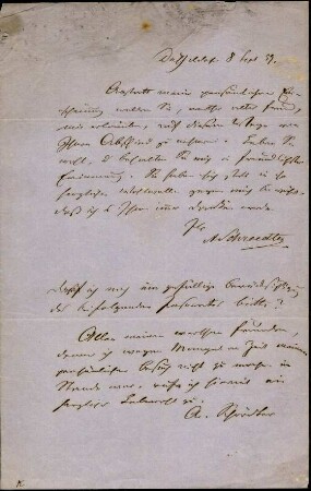 5-10-19-20.0000: Schroedter, Adolf, Maler und Kupferstecher; diverse Schreiben ff.: Abschied von Kaulen und von Düsseldorf