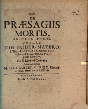 De praesagiis mortis