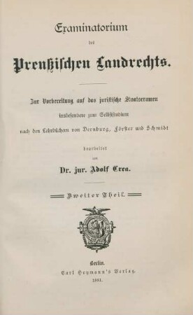 Theil 2: Examinatorium des Preußischen Landrechts
