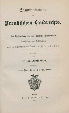 Theil 2: Examinatorium des Preußischen Landrechts