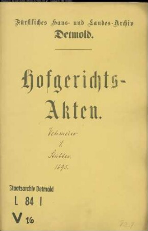 Vehmeier, Adolf zu Alverdissen gegen Johann Ernst Stübber zu Alverdissen - Schuldforderung