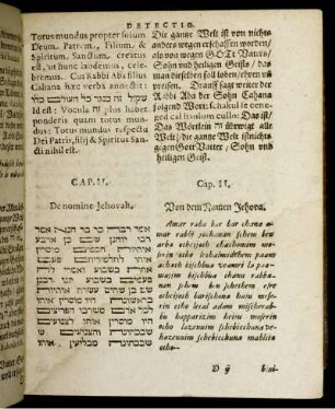 Cap. II. De nomine Jehovah. Cap. II. Von dem Namen Jehova.