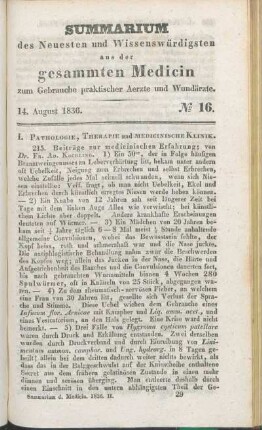 14. August. 1836. No 16.