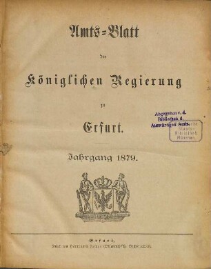Amtsblatt der Preußischen Regierung zu Erfurt. 1879