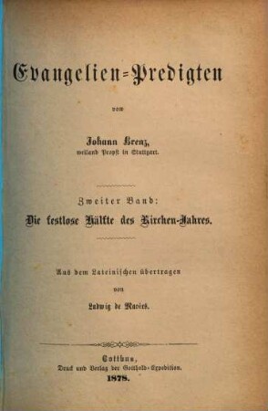 Evangelien-Predigten, 2